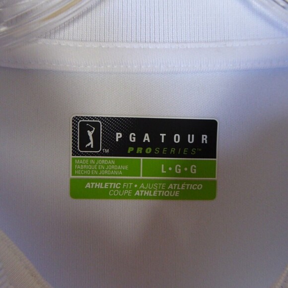 PGA Tour Shirt  Men's Large White Gray Pro Series Polo Short Sleeve Athletic Fit - Picture 5 of 10